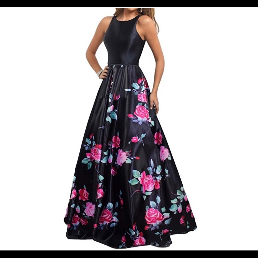 🆕Sleeveless Open Back Print Formal Ball Gown - Picture 1 of 4